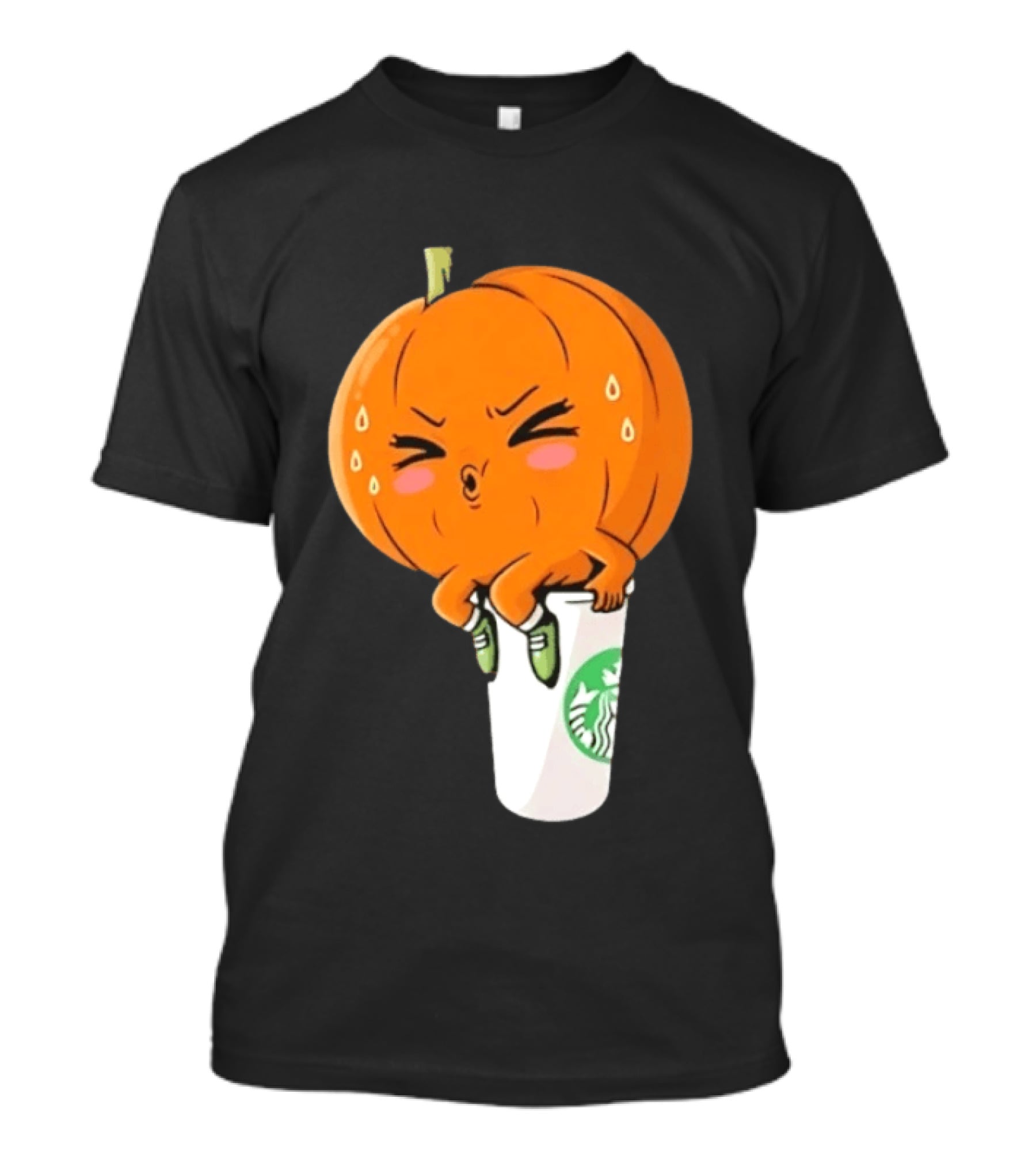 Sweating Pumpkin Sitting On A Starbucks Coffee Cup T-Shirt