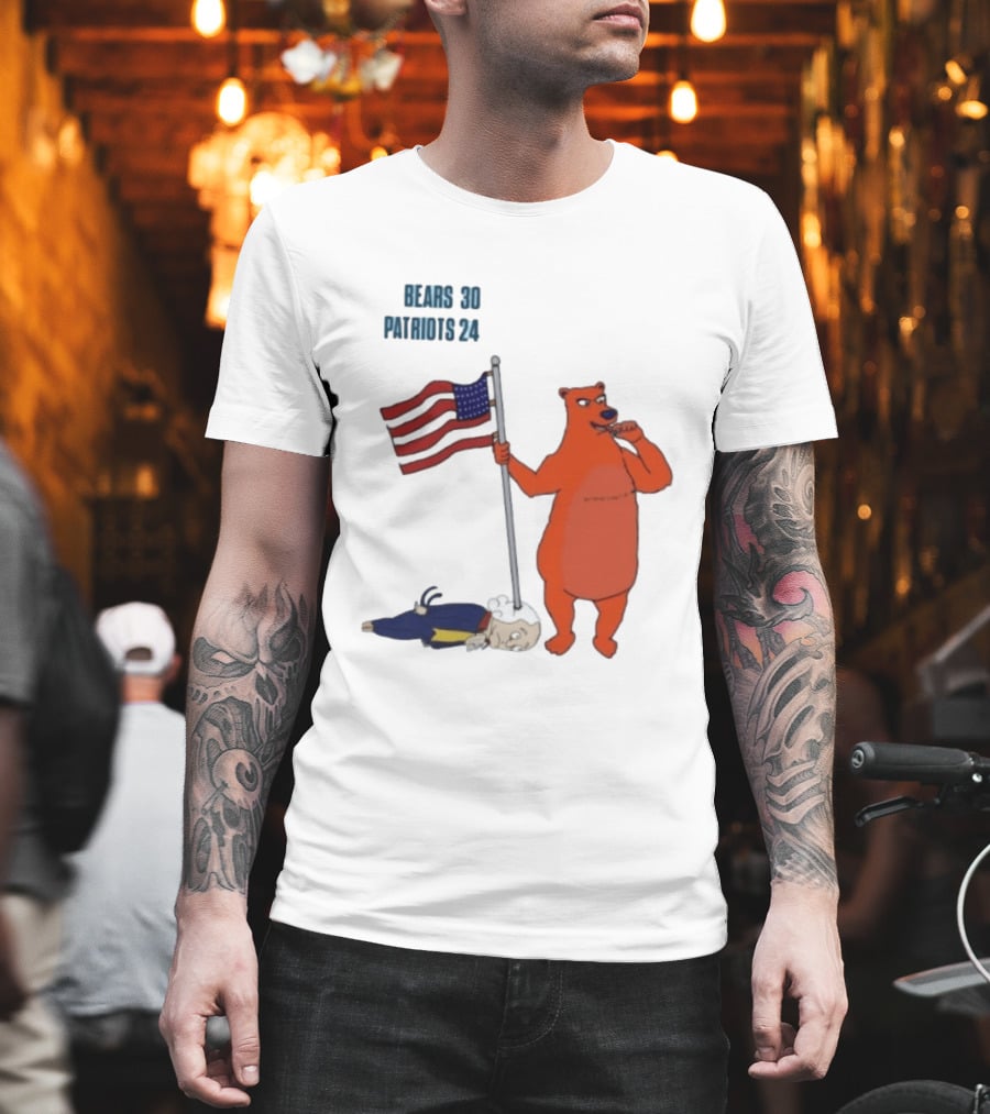 Bears 30 Patriots 24 Flag Victory T-Shirt