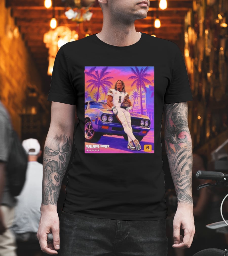 Malachi Goney No 1 Miami Hurricanes Heisman Trophy Rockstar Retro Vice City Vibes T-Shirt