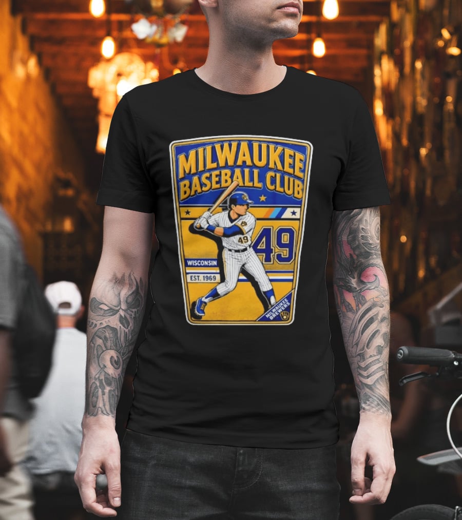 Milwaukee Baseball Club Wisconsin Brewers Est. 1969 Player 49 T-Shirt