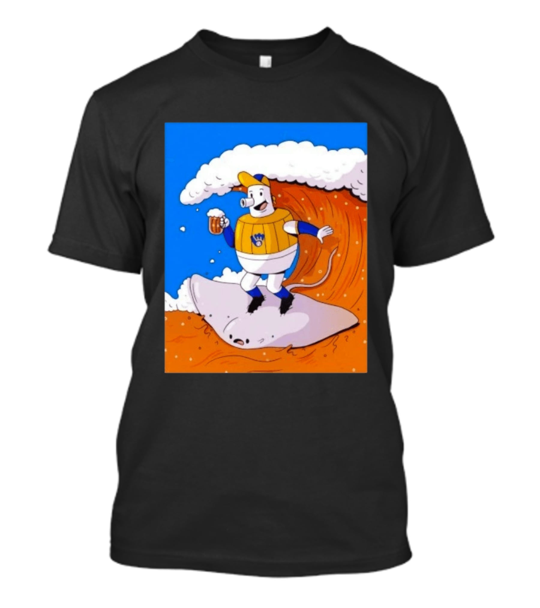 Milwaukee Brewers Mascot Surfing Stingray Wearing Uniform With Beer T-Shirt