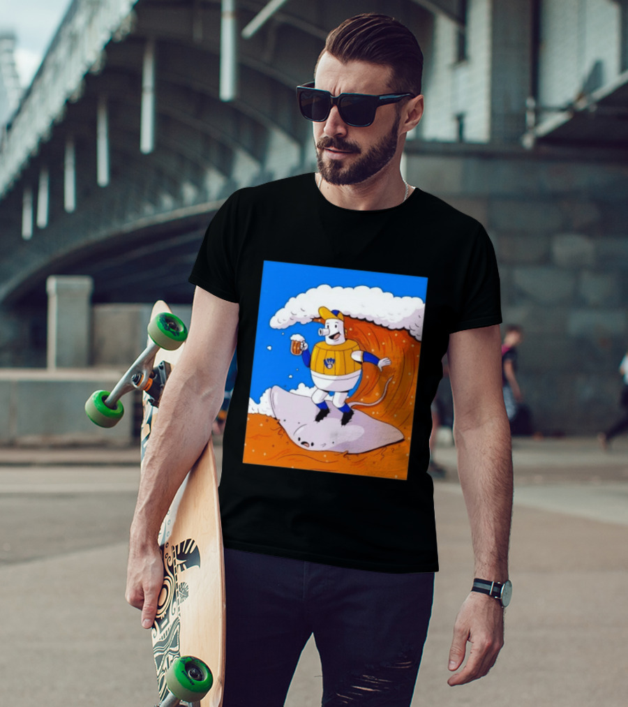Milwaukee Brewers Mascot Surfing Stingray Wearing Uniform With Beer T-Shirt