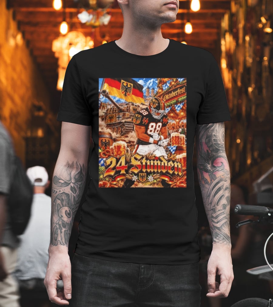 Oktoberfest 24 Stunden German Flag Football Player Number 88 Tank Beer Barrels Bavarian Festivities T-Shirt