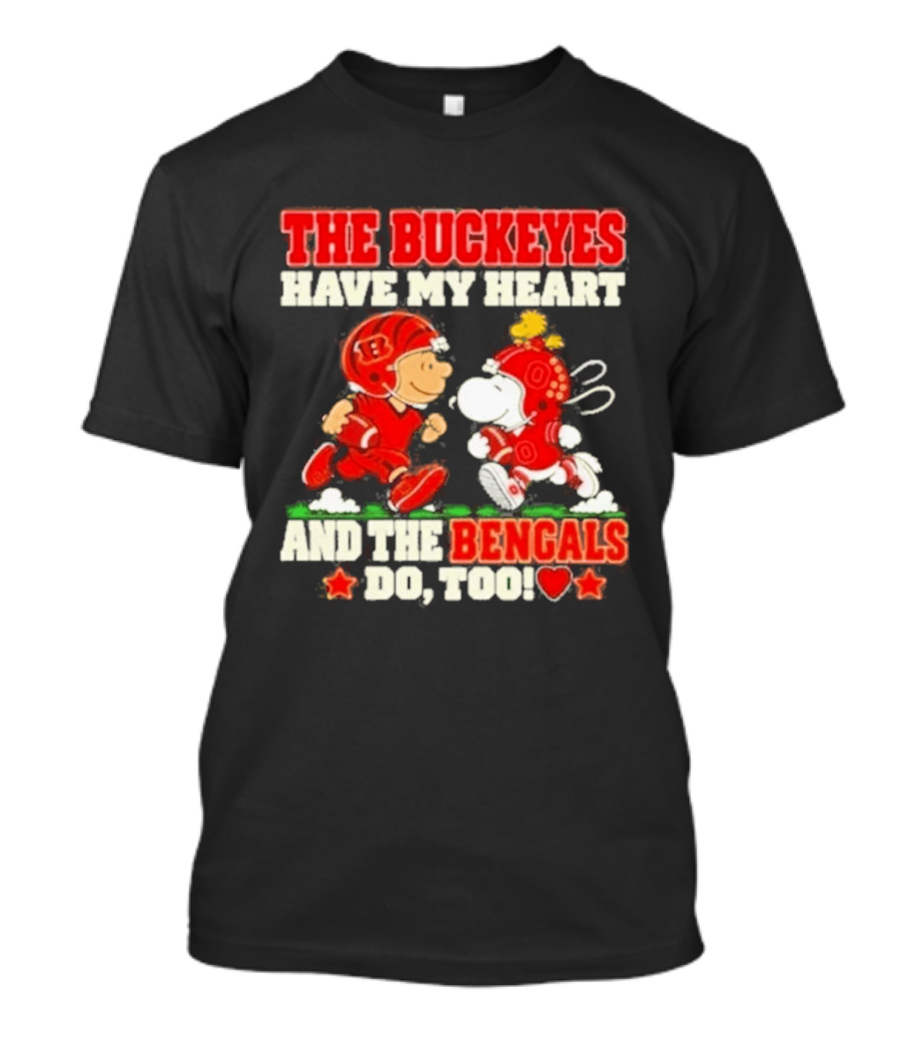 Snoopy And Charlie Brown The Buckeyes Have My Heart The Bengals Do Too T-Shirt