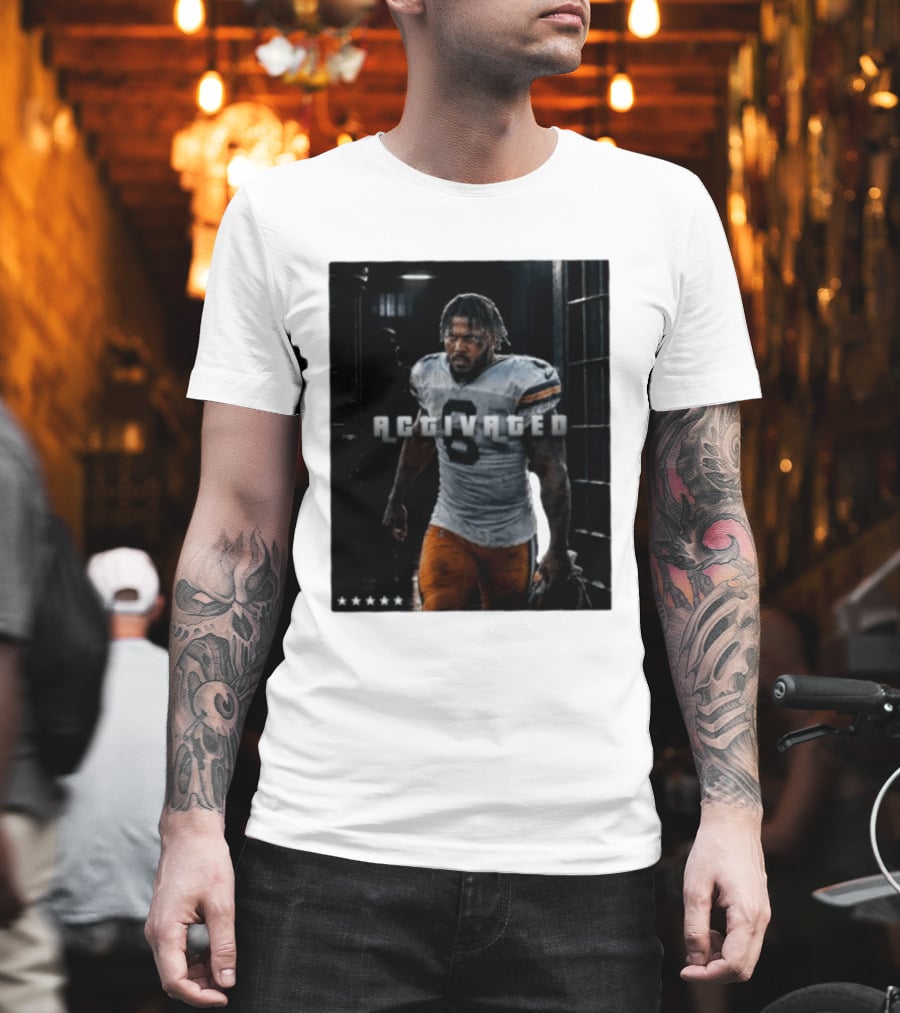 Activated No 8 Football Player Determined Athlete Sports Motivation T-Shirt