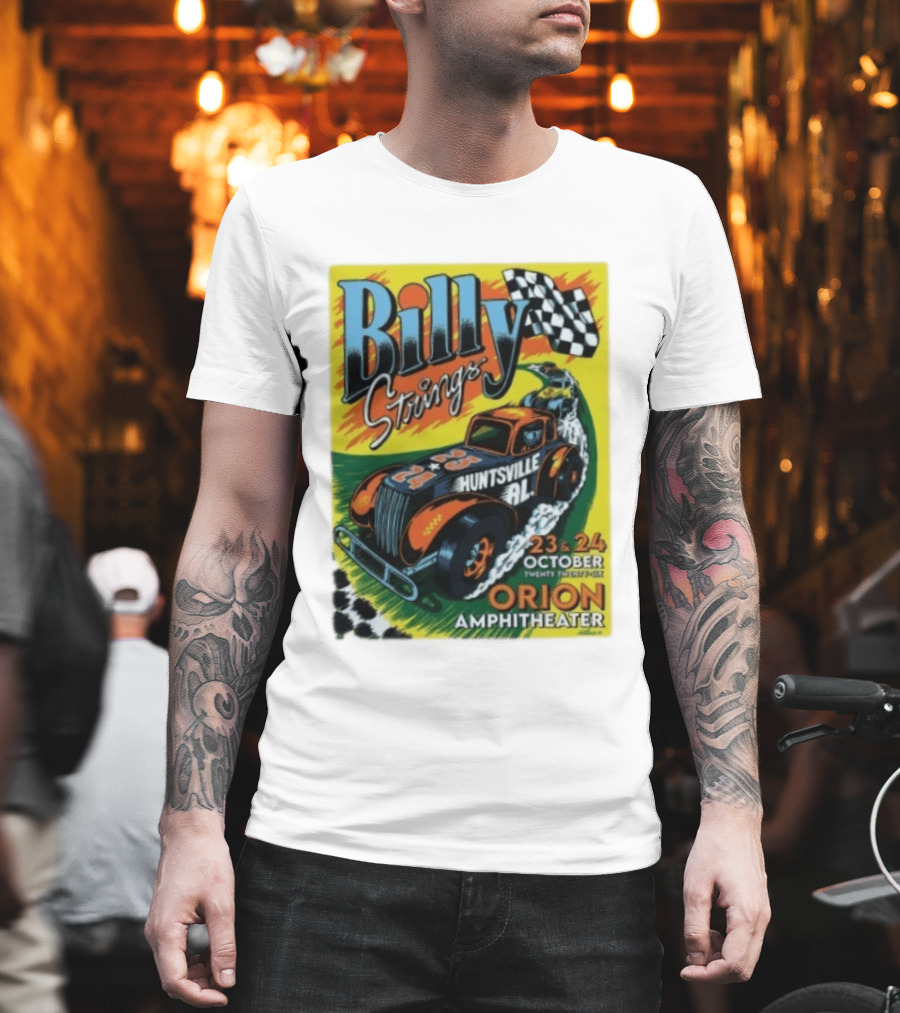 Billy Strings Huntsville AL Orion Amphitheater October 23 & 24 2026 Racing Car Checkerboard Flag T-Shirt