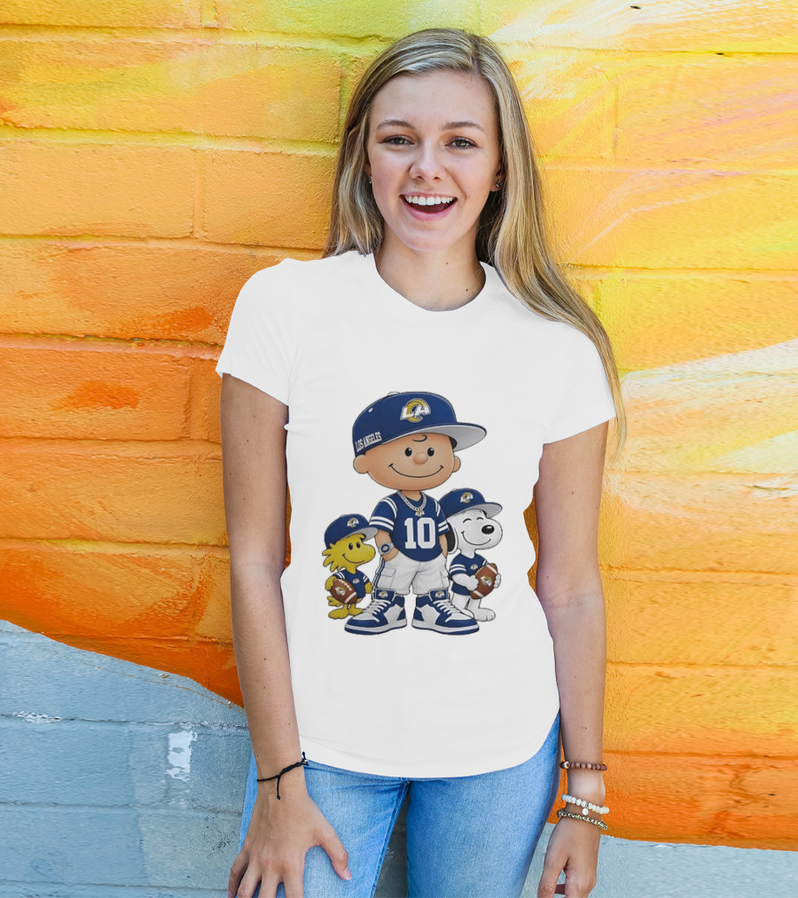 Los Angeles Rams Number 10 Charlie Brown Woodstock Snoopy Football Fans T-Shirt