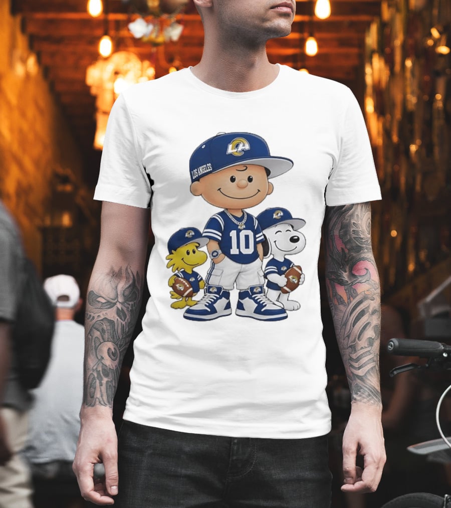 Los Angeles Rams Number 10 Charlie Brown Woodstock Snoopy Football Fans T-Shirt