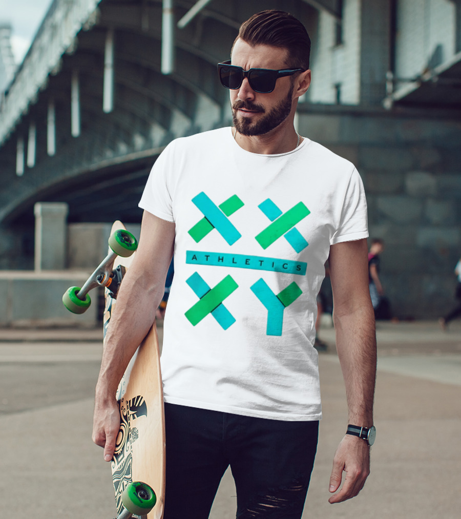 XXXY Athletics Classic Design With Bold Green And Blue X T-Shirt