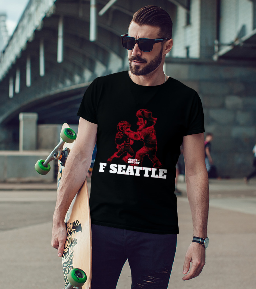 49ers Report F Seattle Halftone Rivalry Football Showdown T-Shirt