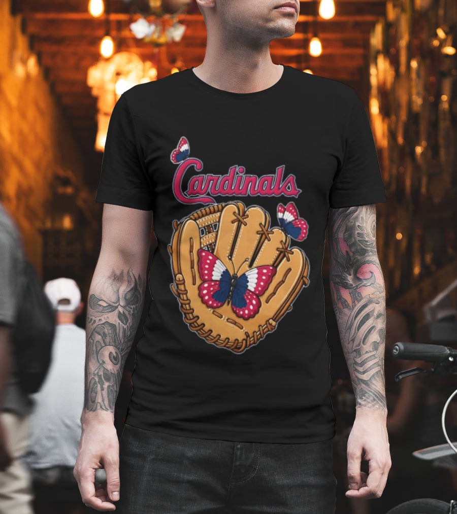 St. Louis Cardinals Baseball Glove Butterflies 2026 T-Shirt