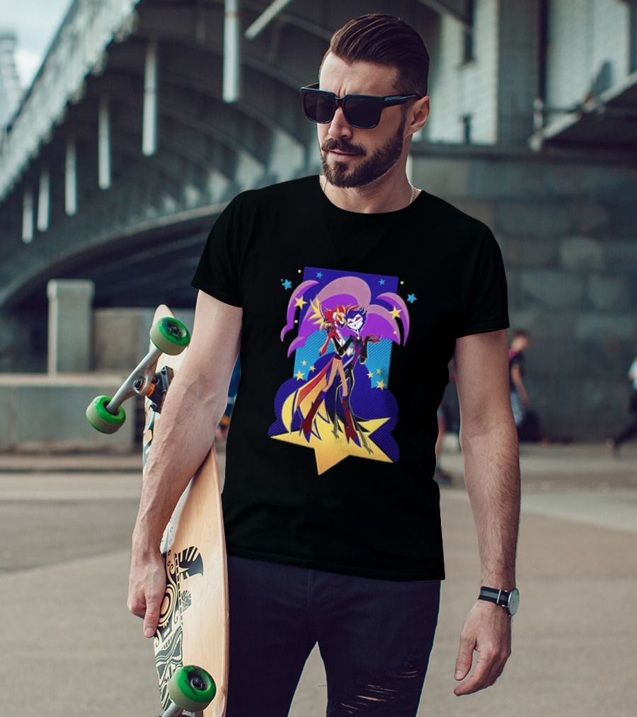 Stolas And Blitzø Helluva Boss Stars Iconic Characters Halftone T-Shirt