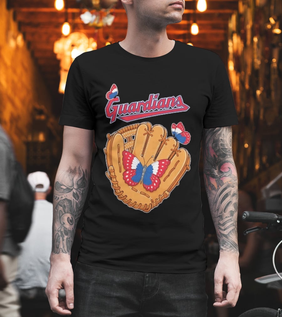 Cleveland Guardians Baseball Glove Butterfly T-Shirt