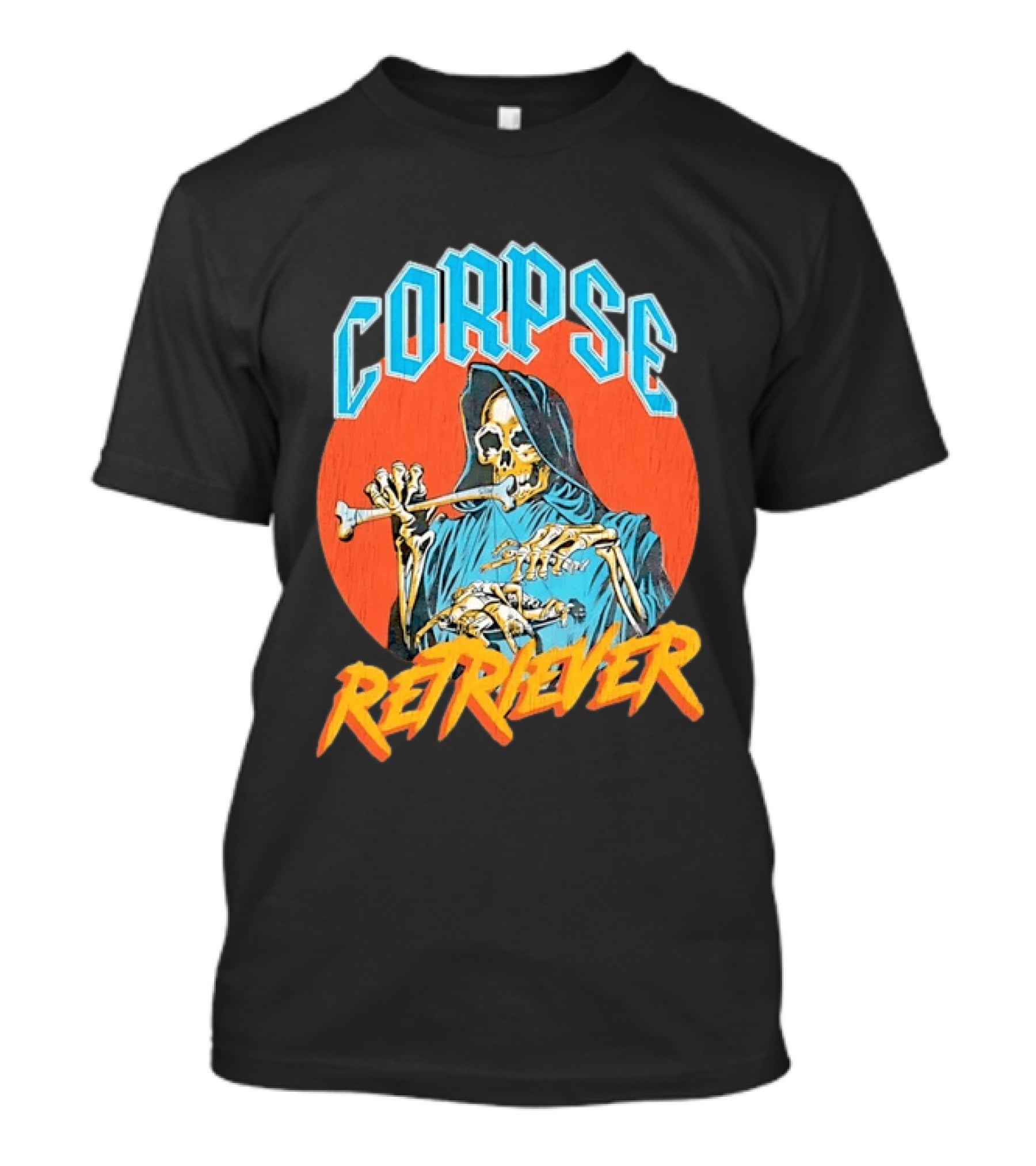 Corpse Retriever Grim Reaper Skeleton Playing Flute T-Shirt