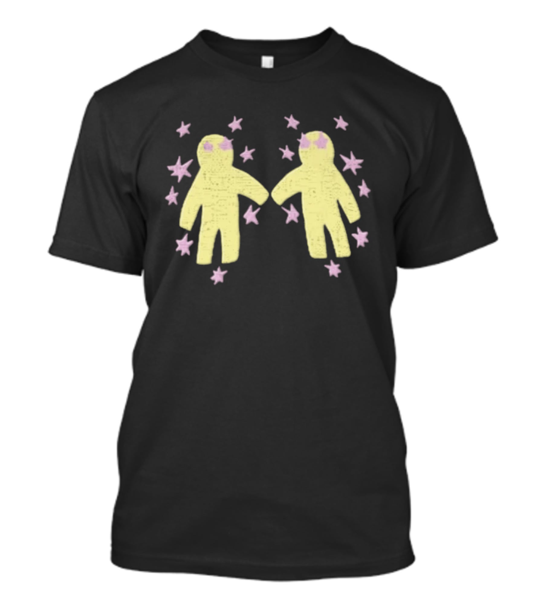 Out Of Hold My Hand Yellow Figures Pink Stars T-Shirt