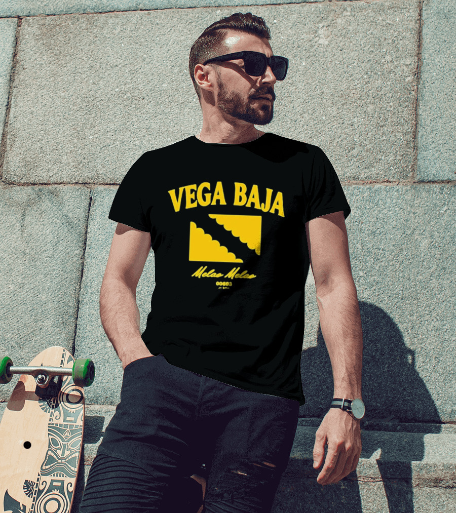 Vega Baja Melao Melao 00693 Puerto Rico Yellow Text And Scalloped Shapes T-Shirt