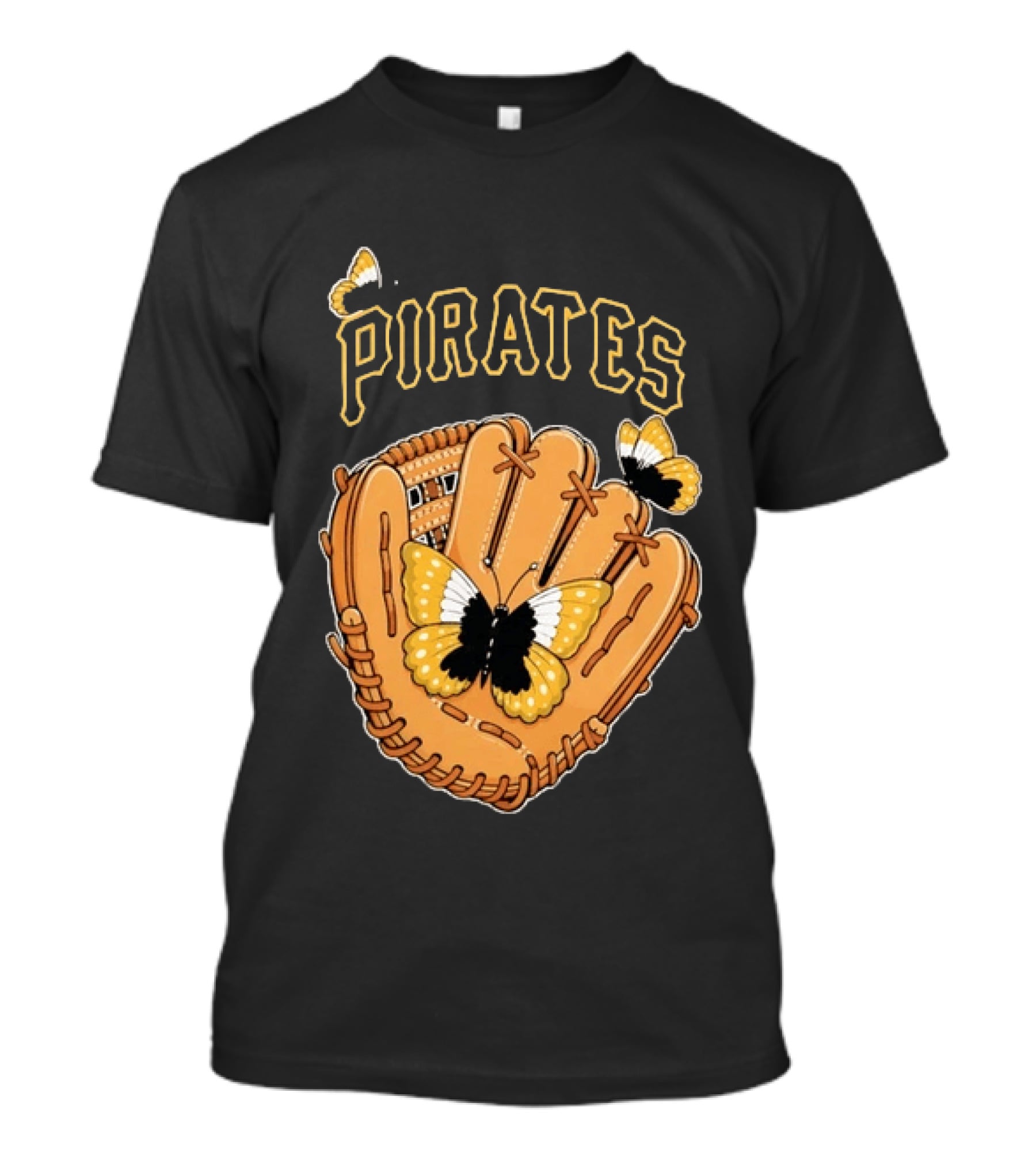 Pittsburgh Pirates Baseball Glove And Butterflies T-Shirt