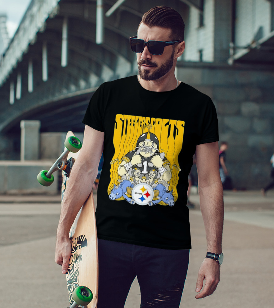 Steelers Colts Matchup Cartoon Football Art Steelers T-Shirt