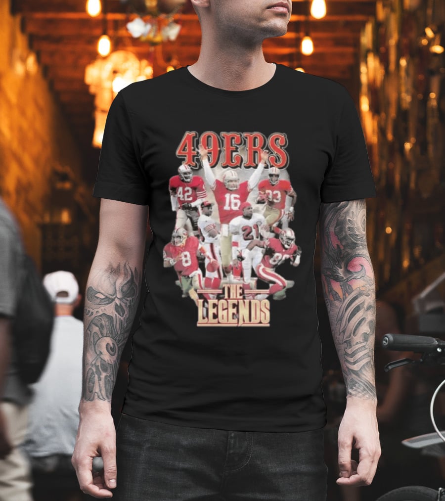 49ers The Legends Joe Montana Jerry Rice Ronnie Lott Steve Young T-Shirt