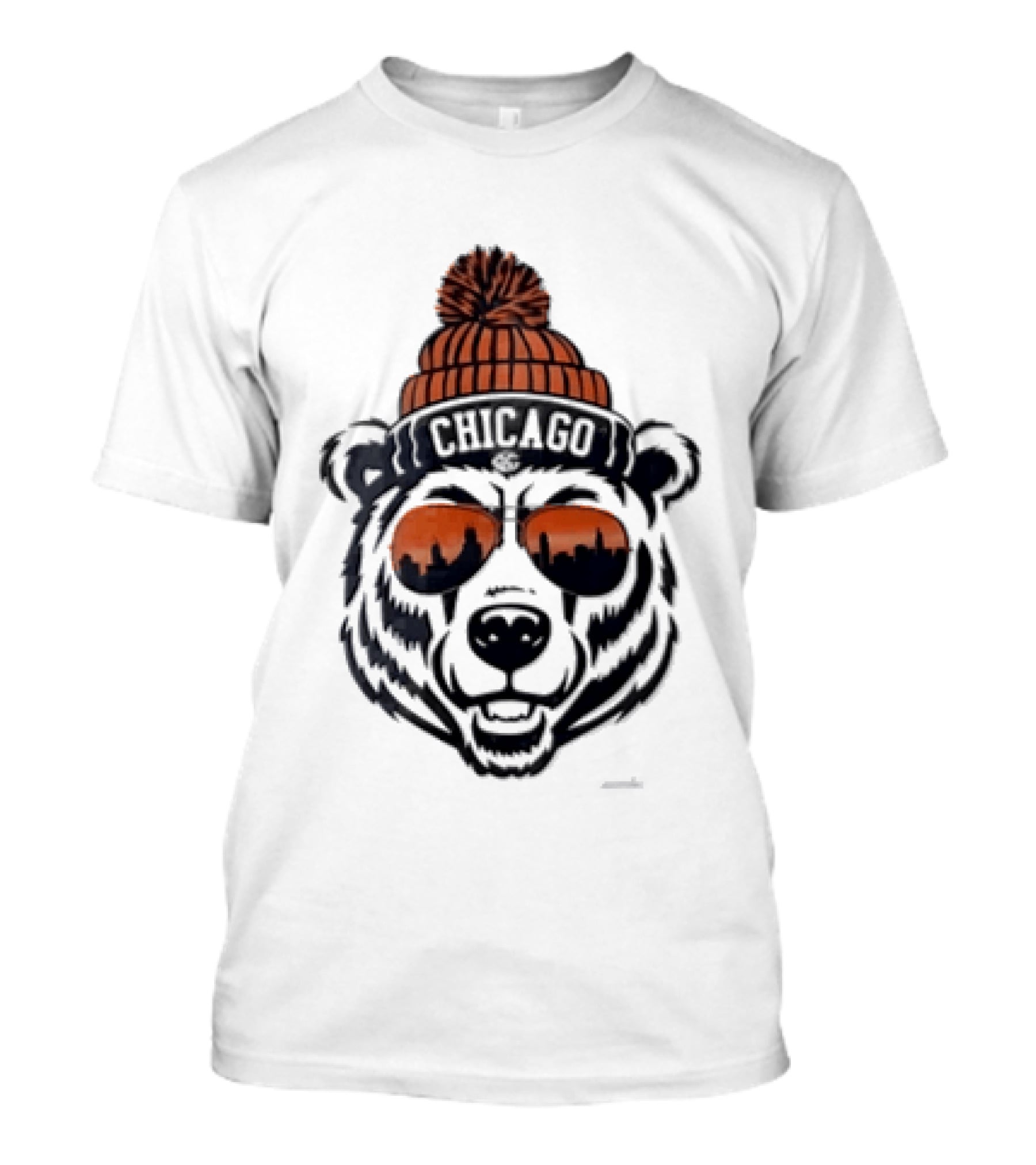 Chicago Bear Beanie Sunglasses Skyline T-Shirt