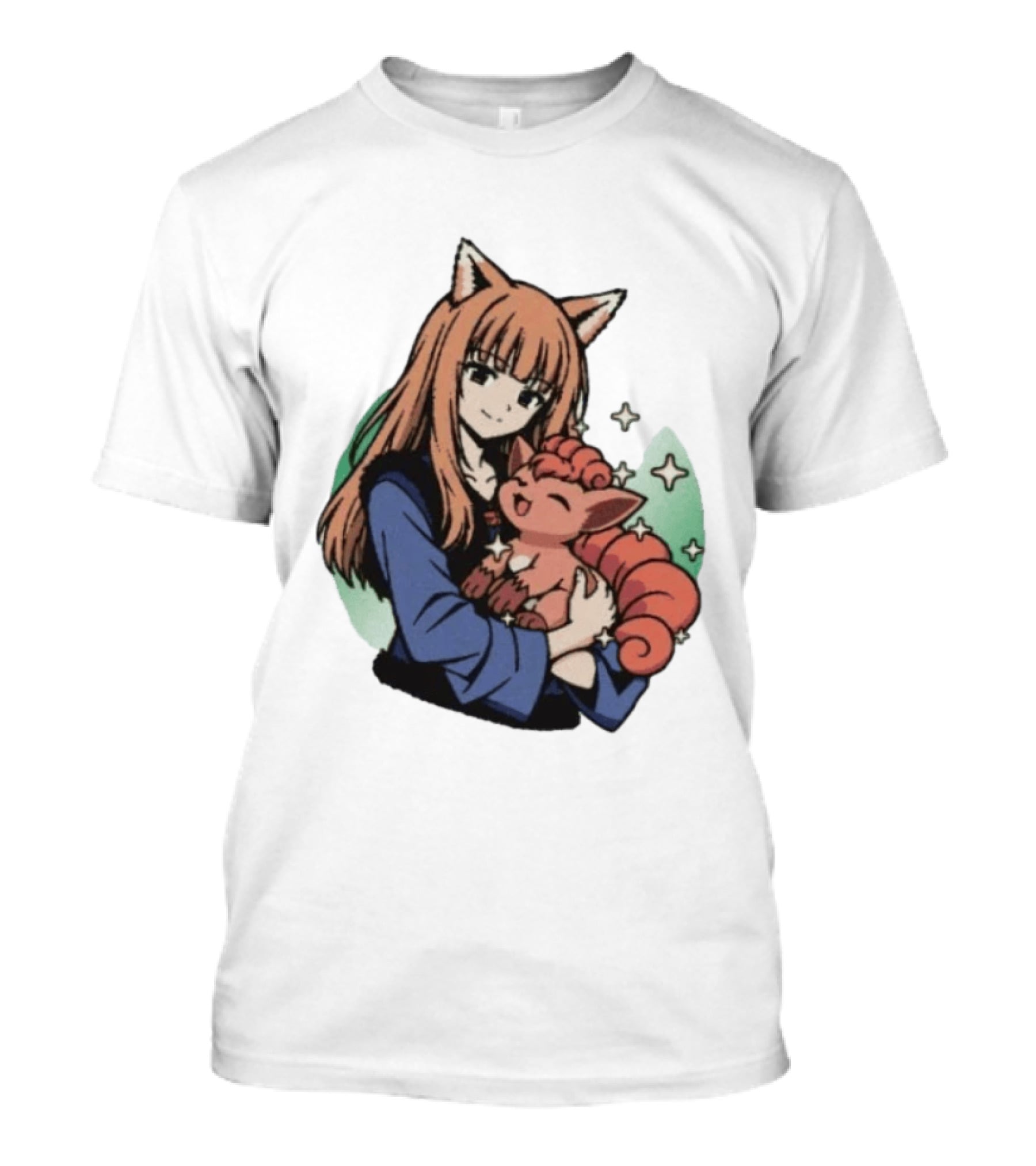 Holo Embracing Vulpix Crossover From Spice And Wolf And Pokemon T-Shirt