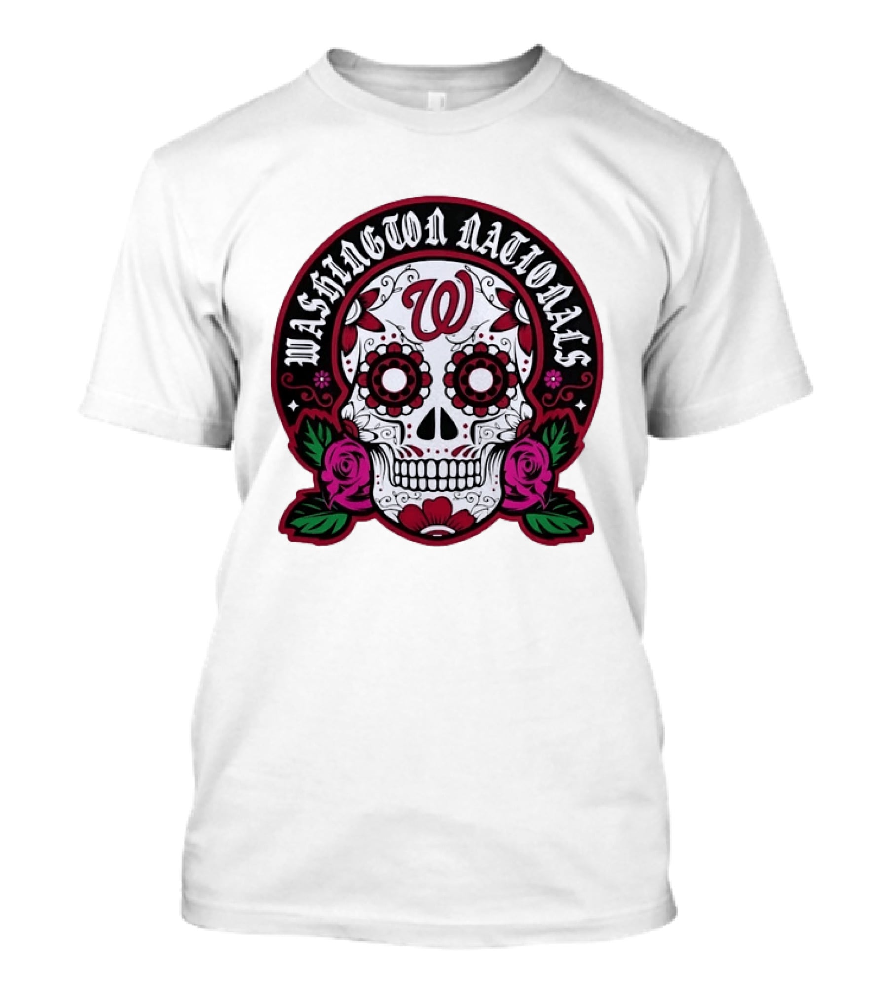 Washington Nationals Dia De Los Muertos Skeleton Sugar Skull MLB T-Shirt
