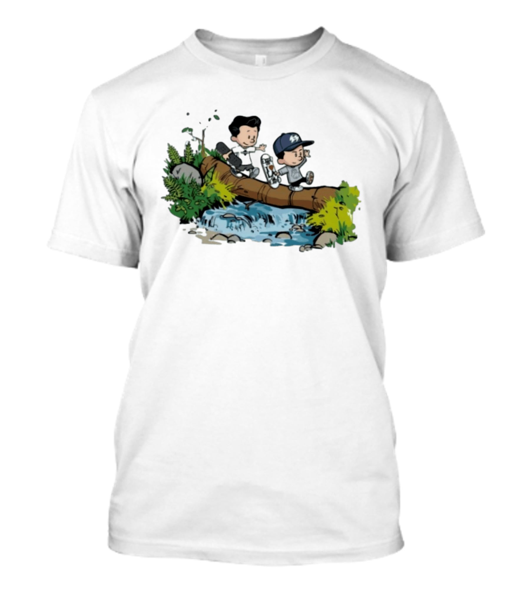 Young Wray Bros I Love LA Skateboarders Cartoon Forest Adventure T-Shirt