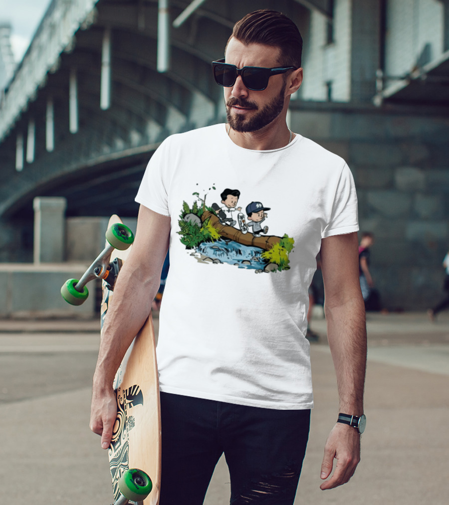Young Wray Bros I Love LA Skateboarders Cartoon Forest Adventure T-Shirt