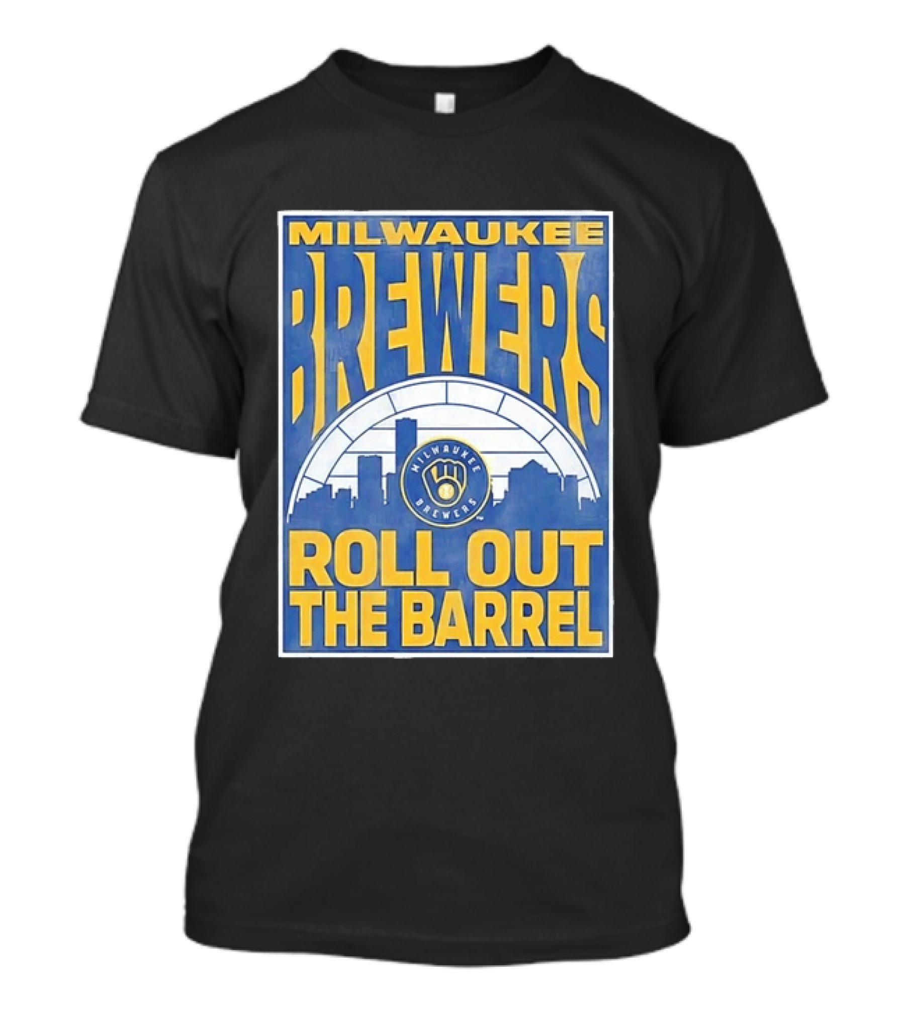 Milwaukee Brewers Roll Out The Barrel City Skyline MLB T-Shirt