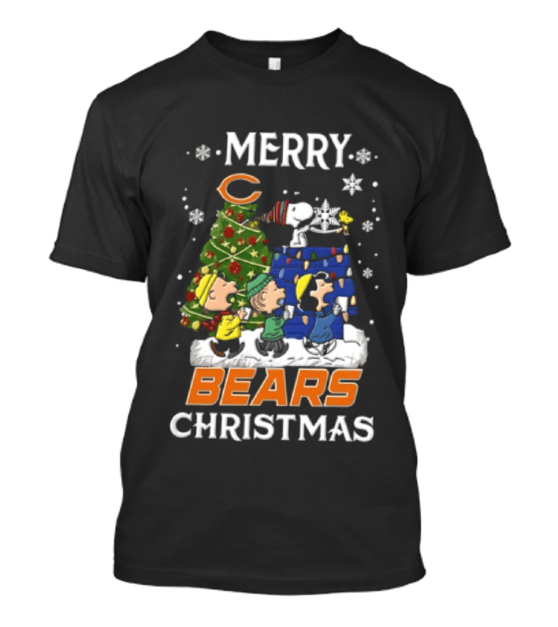 Merry Bears Christmas Peanuts Characters Chicago Bears Caroling T-Shirt