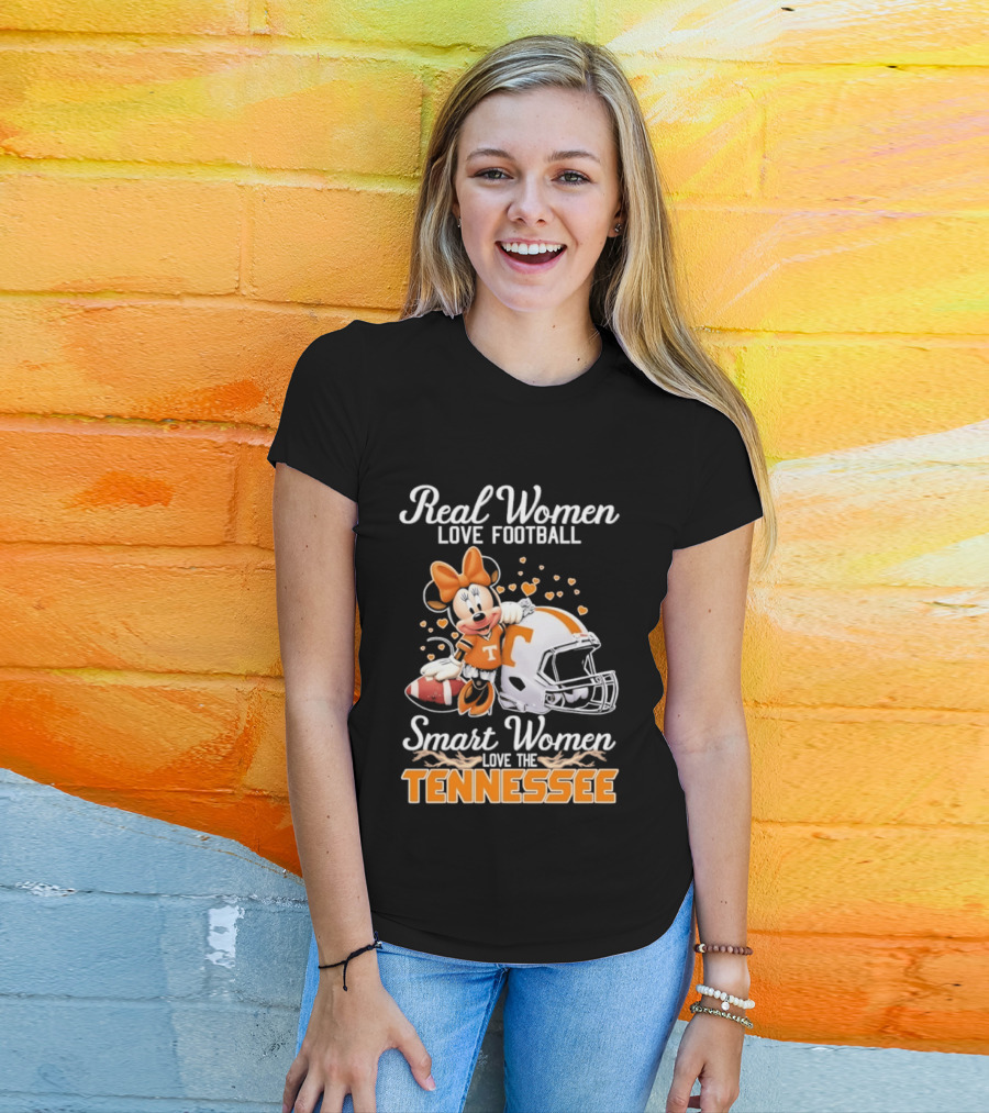 Minnie Mouse Real Women Love Football Smart Women Love The Tennessee Volunteers T-Shirt