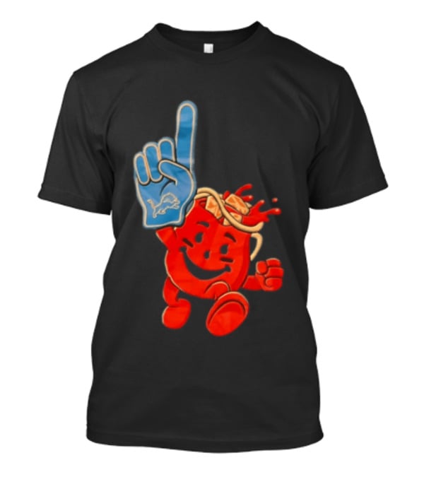 Detroit Lions Kool Aid Man Foam Finger Sports Fan T-Shirt