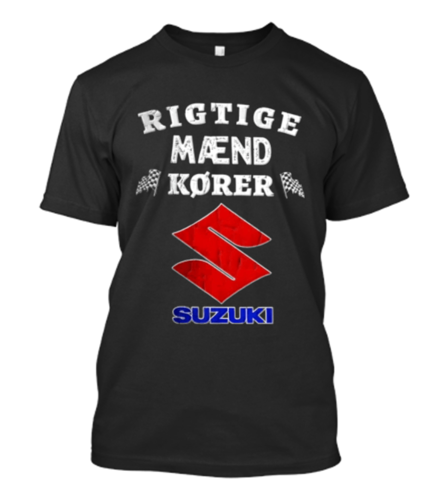 Rigtige Maend Korer White Checkered Racing Flags Red Suzuki T-Shirt