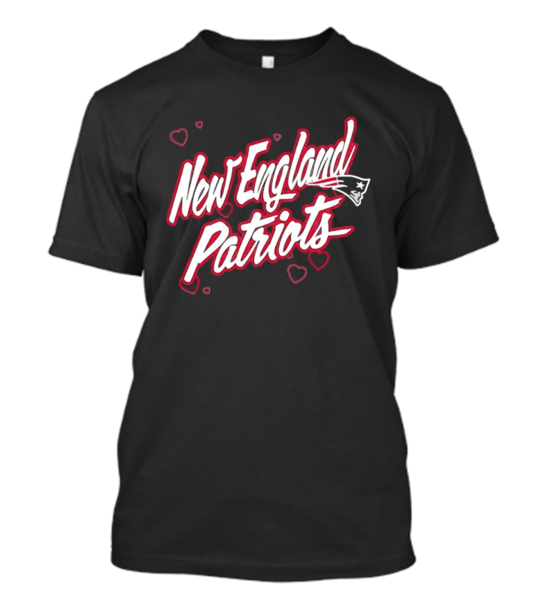 New England Patriots Heart Theme Football Fan T-Shirt