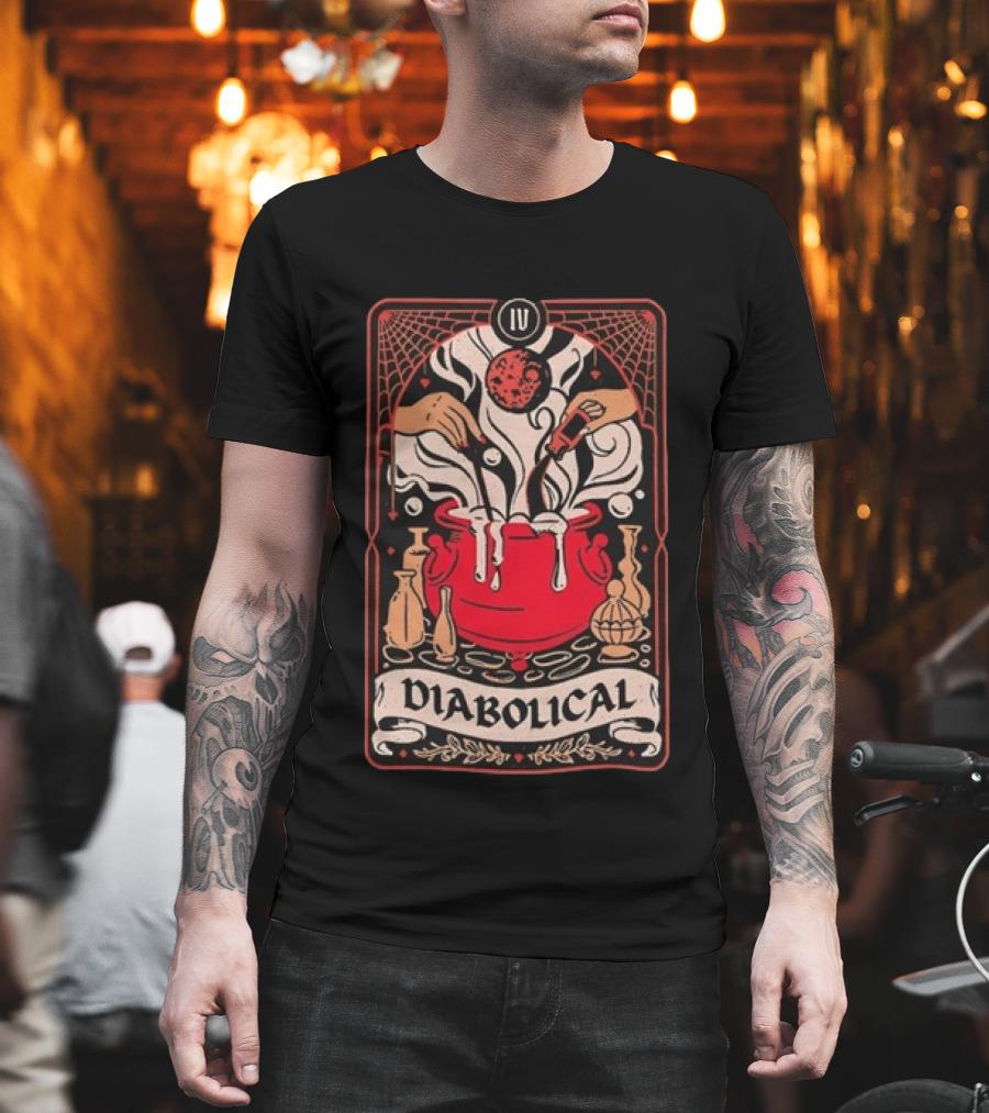 Diabolical IV Tarot Card Witchcraft Occult Cauldron And Potions T-Shirt
