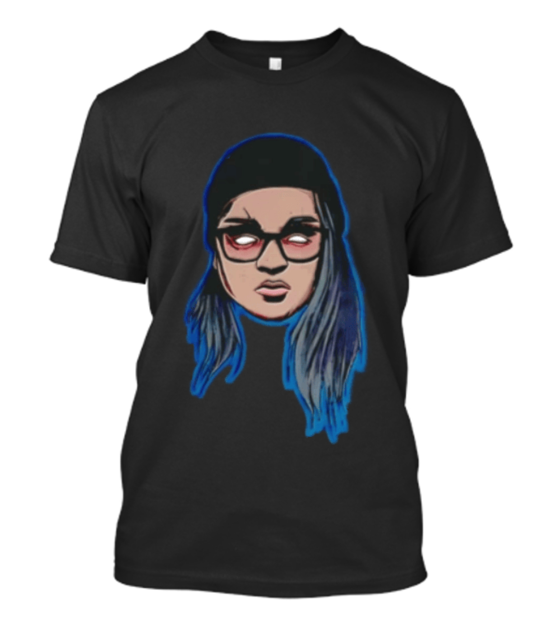 DR Person Beanie Glasses Blue Hair T-Shirt