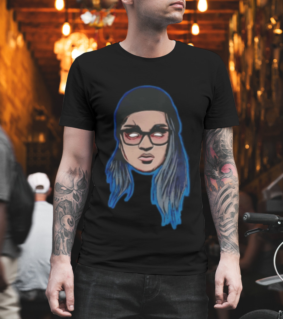 DR Person Beanie Glasses Blue Hair T-Shirt