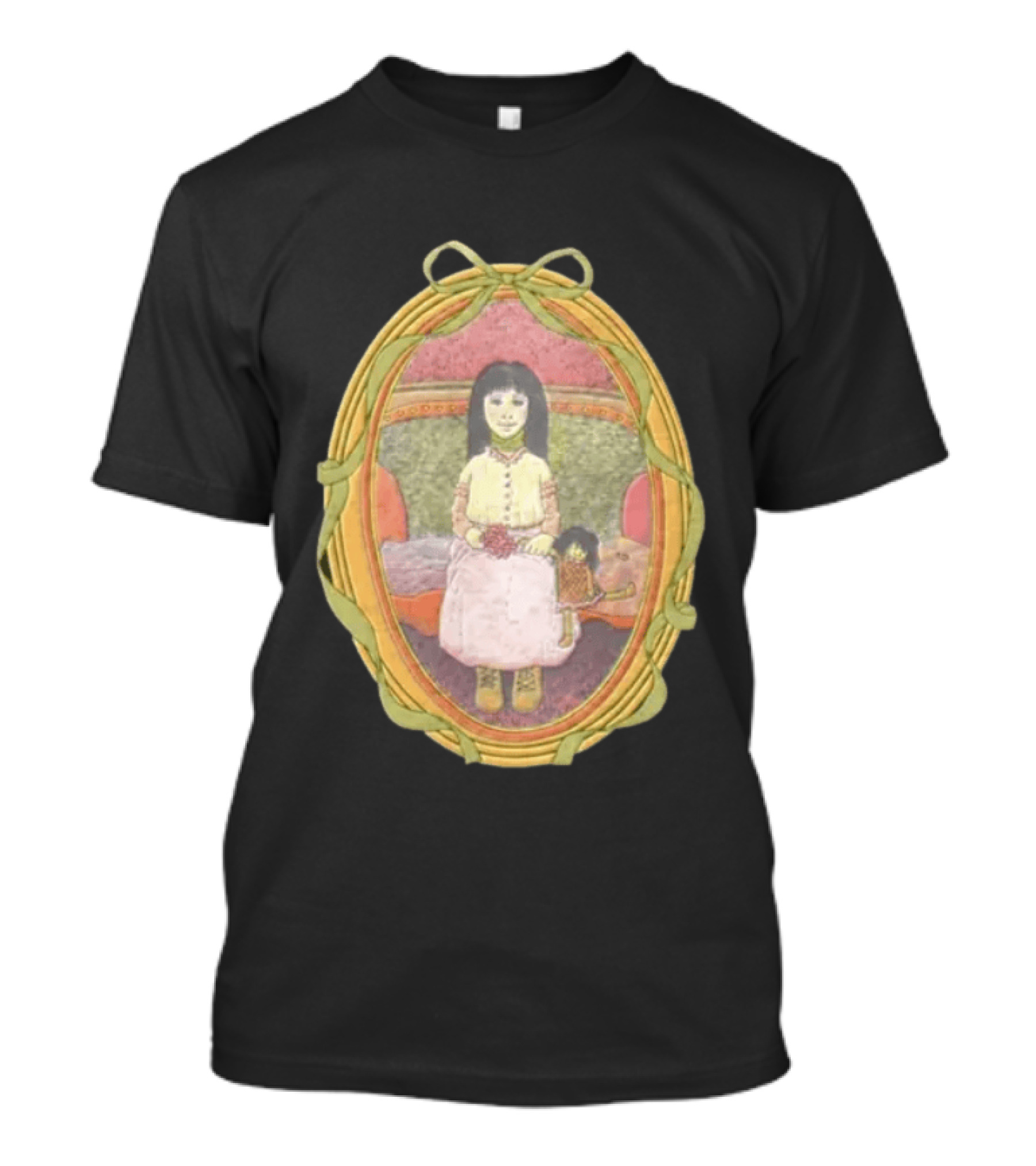 Girl With Her Doll Oval Frame T-Shirt