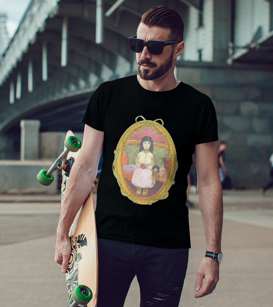 Girl With Her Doll Oval Frame T-Shirt
