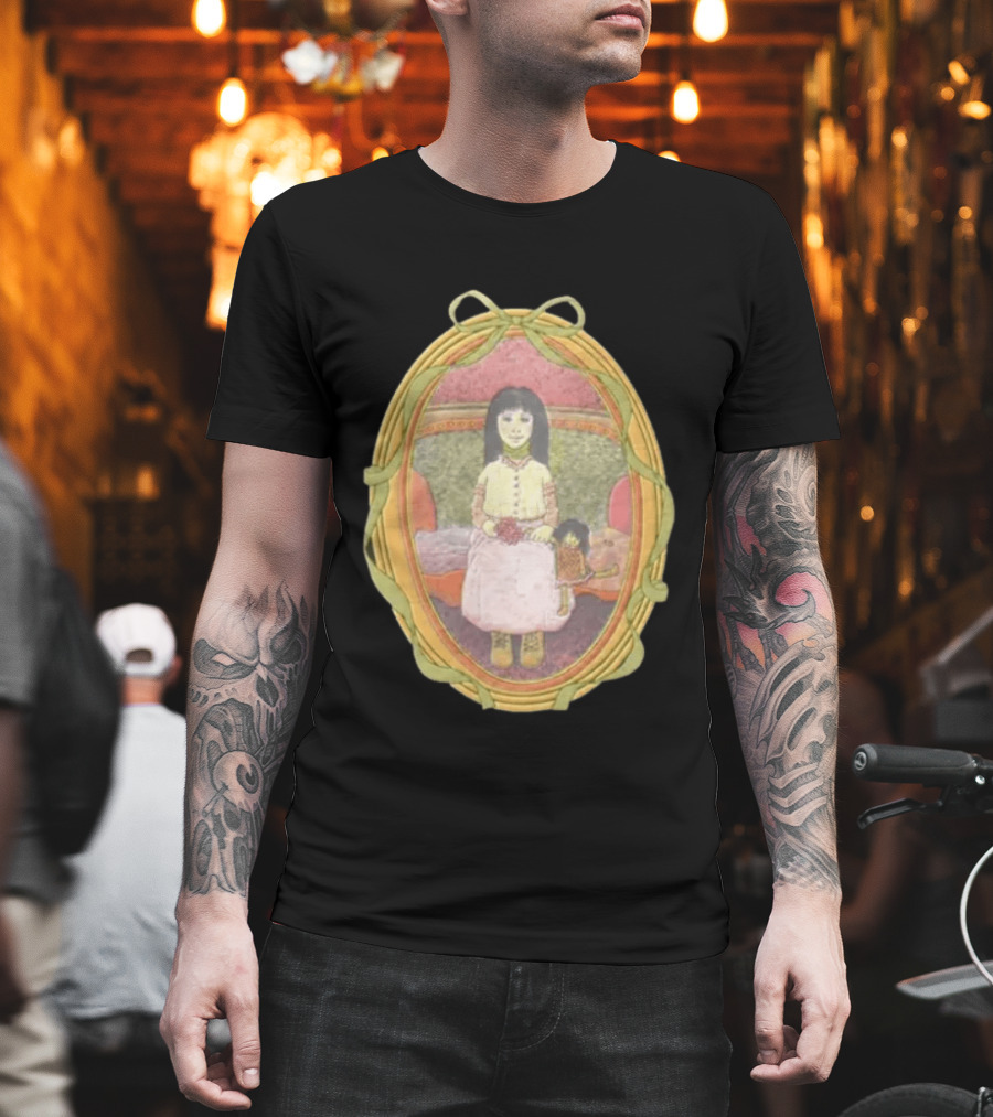 Girl With Her Doll Oval Frame T-Shirt