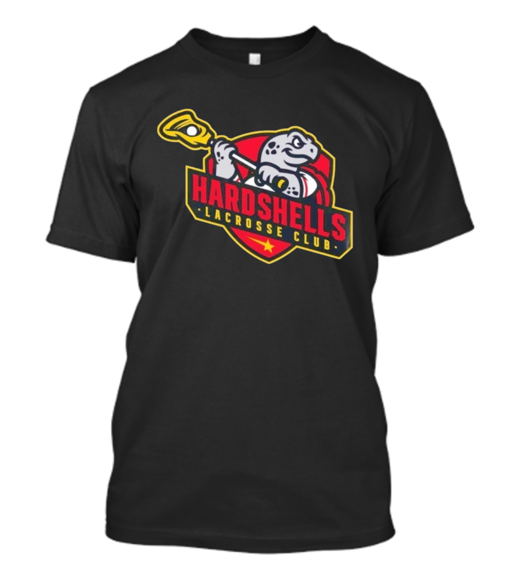 Hardshells Lacrosse Club Turtle Mascot Yellow Lacrosse Stick T-Shirt