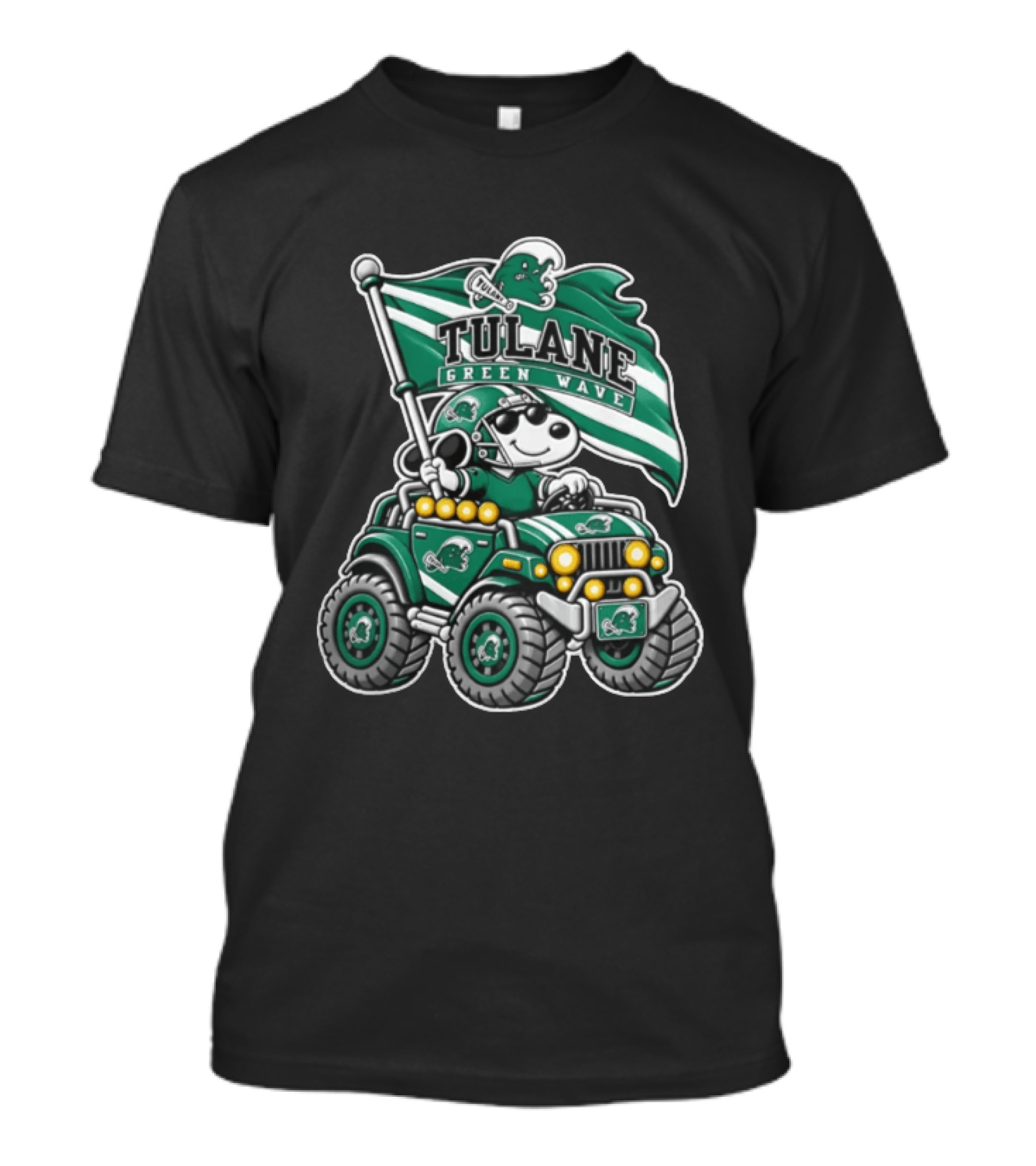 Tulane Green Wave Snoopy Offroad Vehicle Adventure T-Shirt