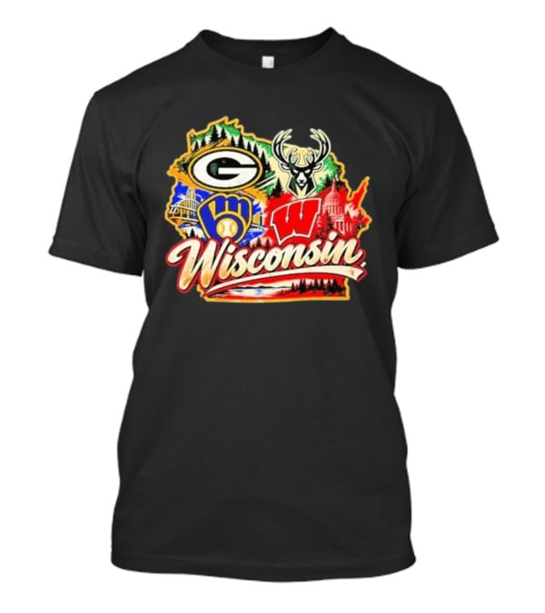 Wisconsin Packers Brewers Bucks Badgers State Pride Mashup T-Shirt