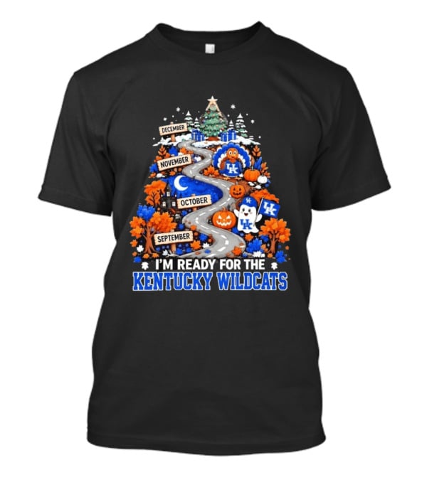 Kentucky Wildcats Fall Adventure To Christmas Featuring Turkey Ghost Pumpkin T-Shirt