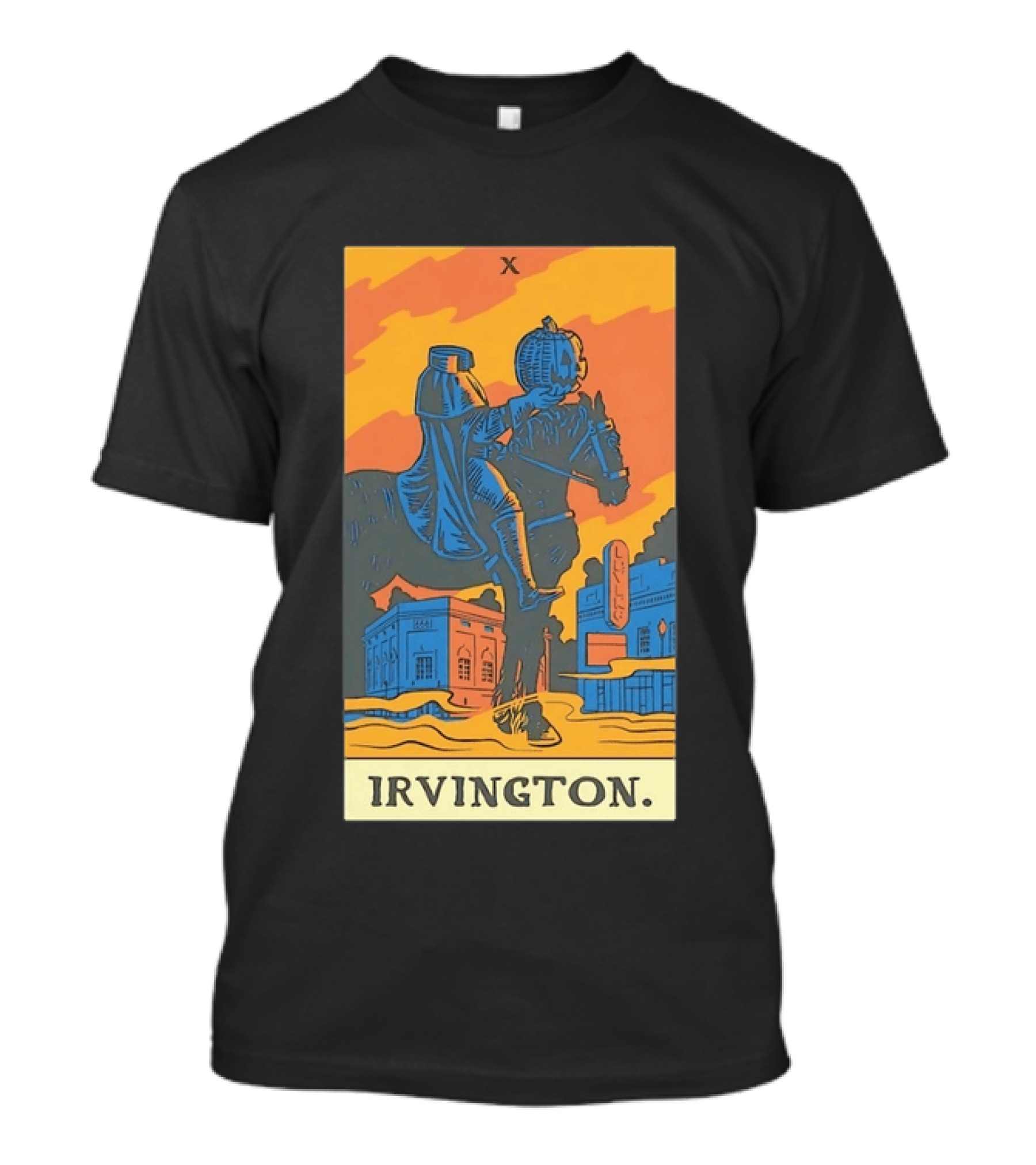 Irvington Tarot Card With Headless Horseman And Pumpkin T-Shirt