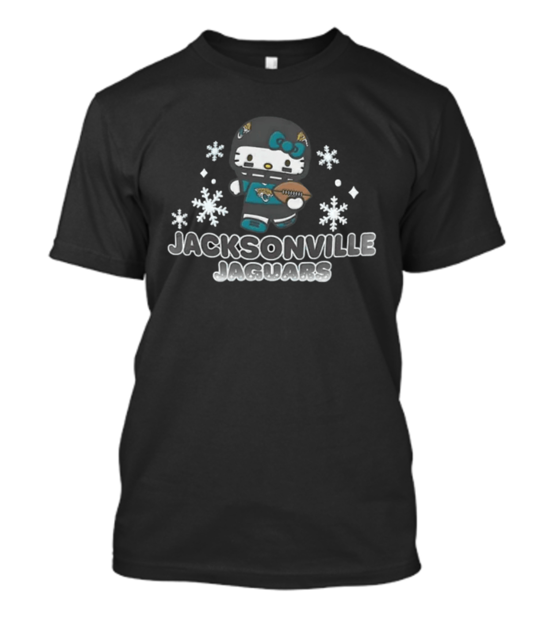 Jacksonville Jaguars Hello Kitty Christmas Football 2026 Snowflakes T-Shirt