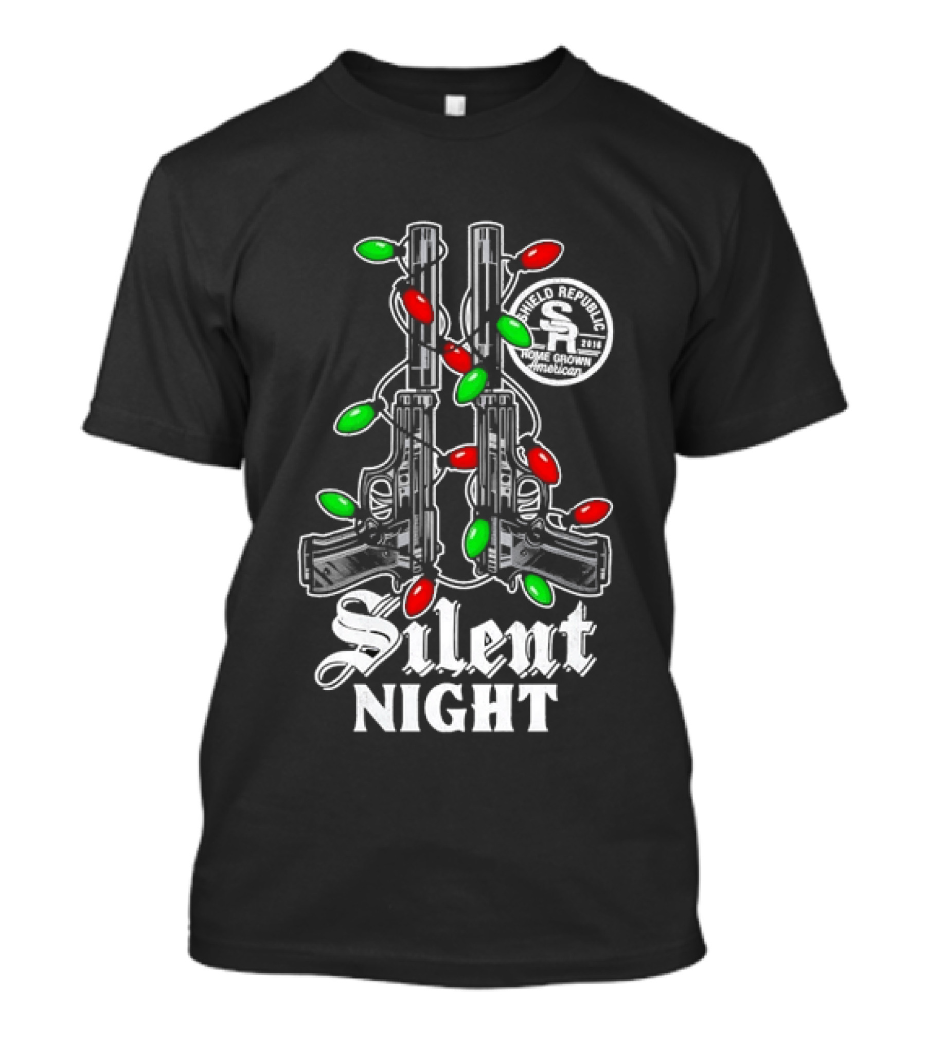 Silent Night Shield Republic Christmas Lights Pistols T-Shirt