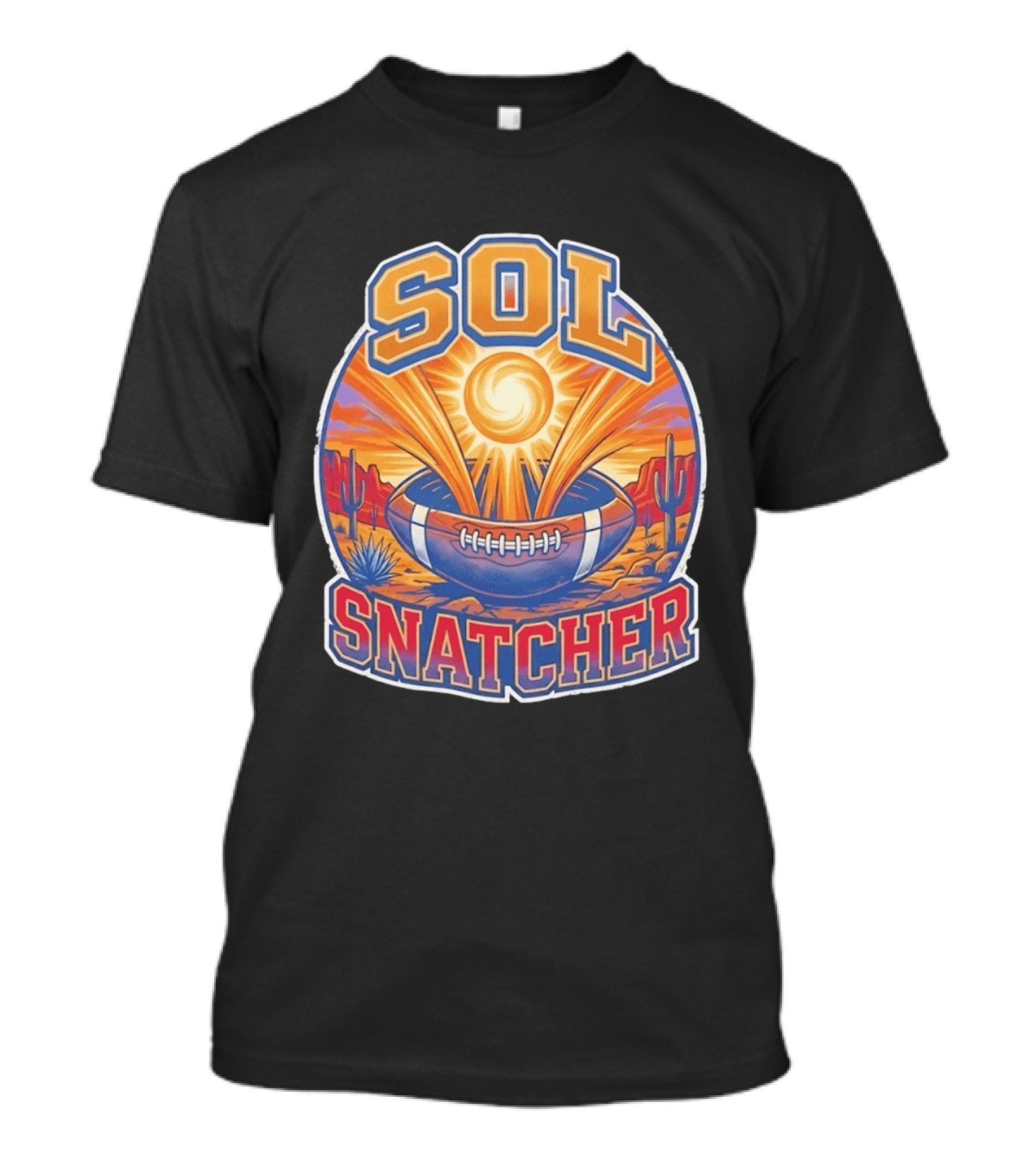 Sol Snatcher Football Desert Sun Cactus Landscape T-Shirt