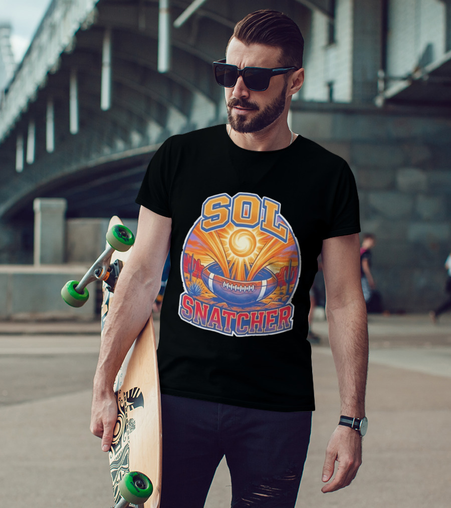 Sol Snatcher Football Desert Sun Cactus Landscape T-Shirt