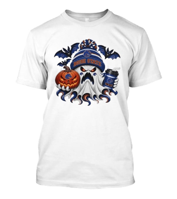 Boise State Halloween Ghost Pumpkin Coffee Beanie Bats T-Shirt